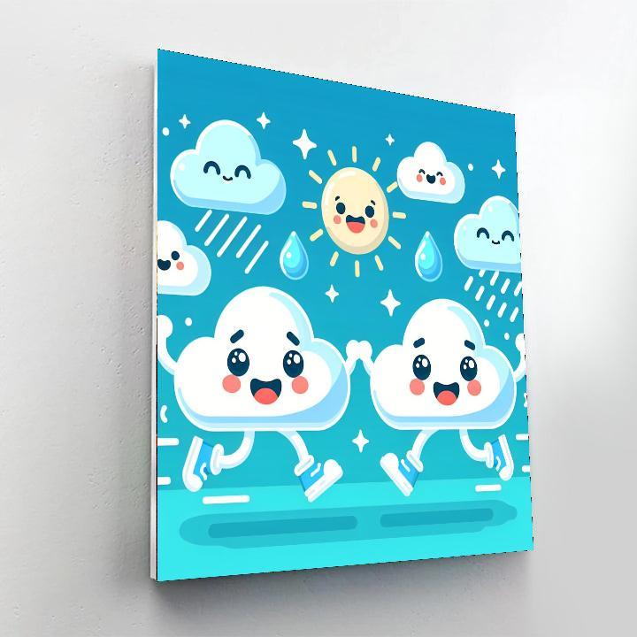 Silly Cloud Characters Paint By Numbers Art