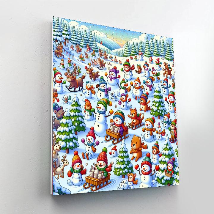 Cheerful Winter Adventure Paint By Numbers Art