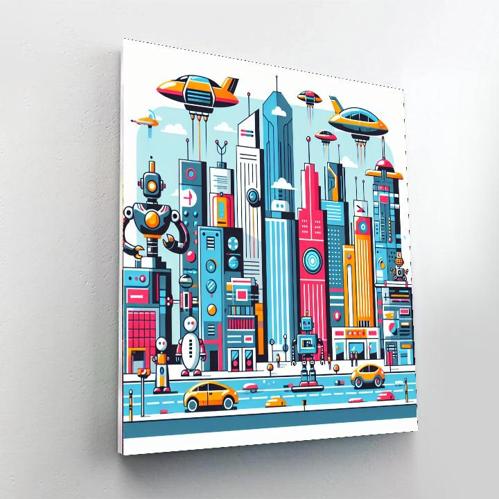 Robo Tech Cityscape Painting Number Kit
