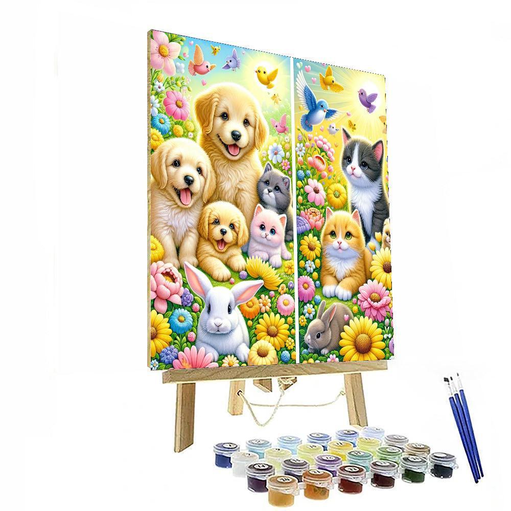Cheerful Pet Friends Paint By Numbers Art