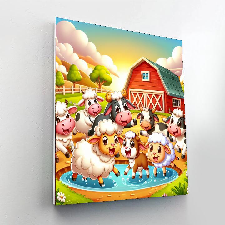 Fluffy Friends At The Farm Paint By Numbers Art