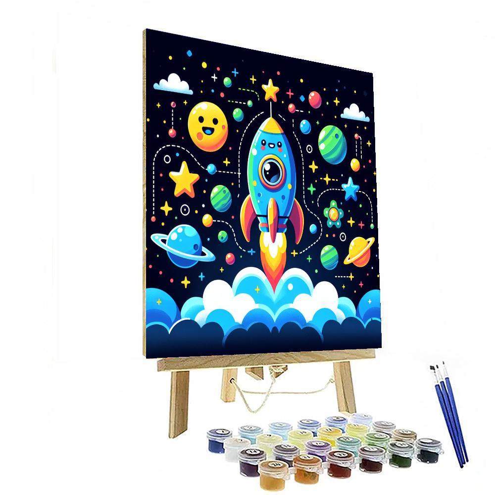 Creative Rocket Launch Number Painting