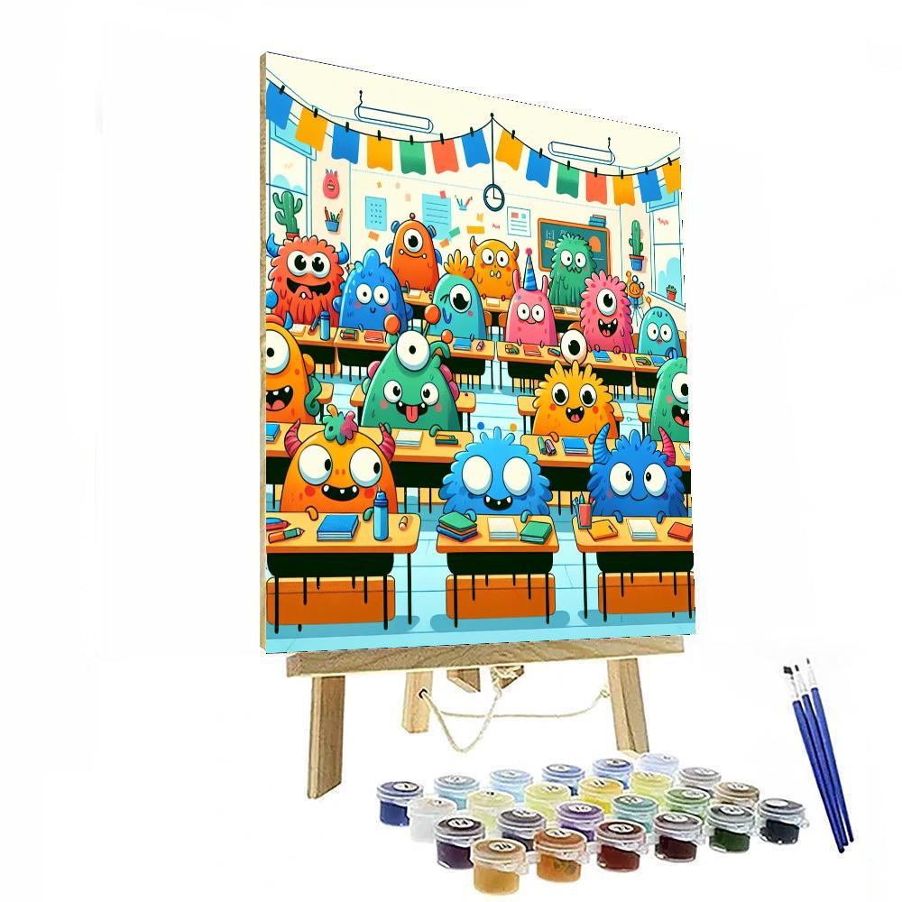Funny Monster School Number Painting
