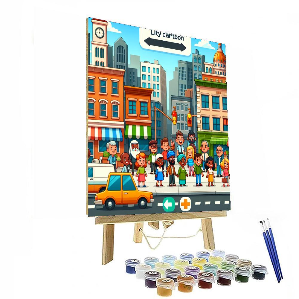 Busy City Streetscape Paint By Numbers