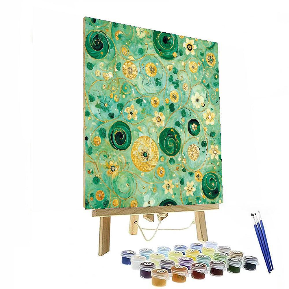 Gustav Klimt Inspired Ethereal Gold Flora  Paint By Numbers Kits