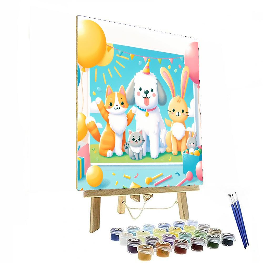 Friendly Pet Party Paint By Numbers Art
