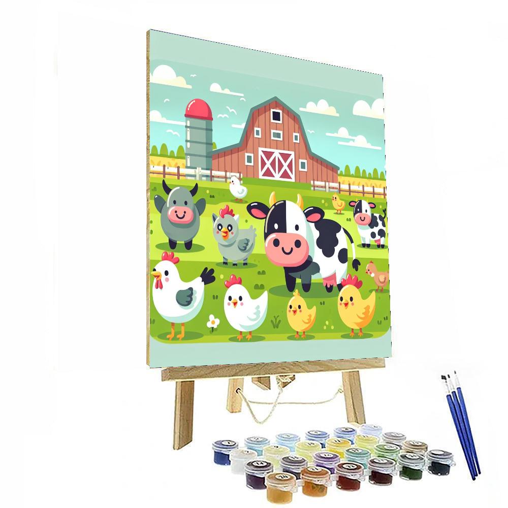 Energetic Farmyard Fun Paint By Numbers Art