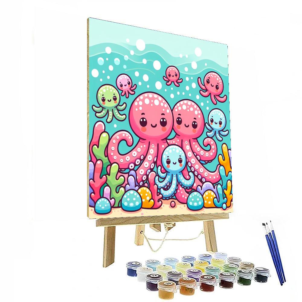 Happy Octopus Family Painting By Numbers Kit