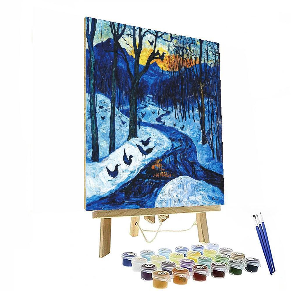 Edvard Munch Inspired Mythical Winter Solstice  Painting By Numbers Kit