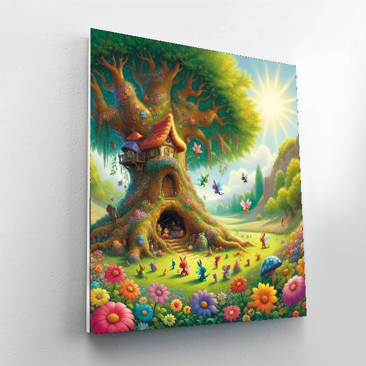Charming Fairy Treehouse Paint By Numbers Art