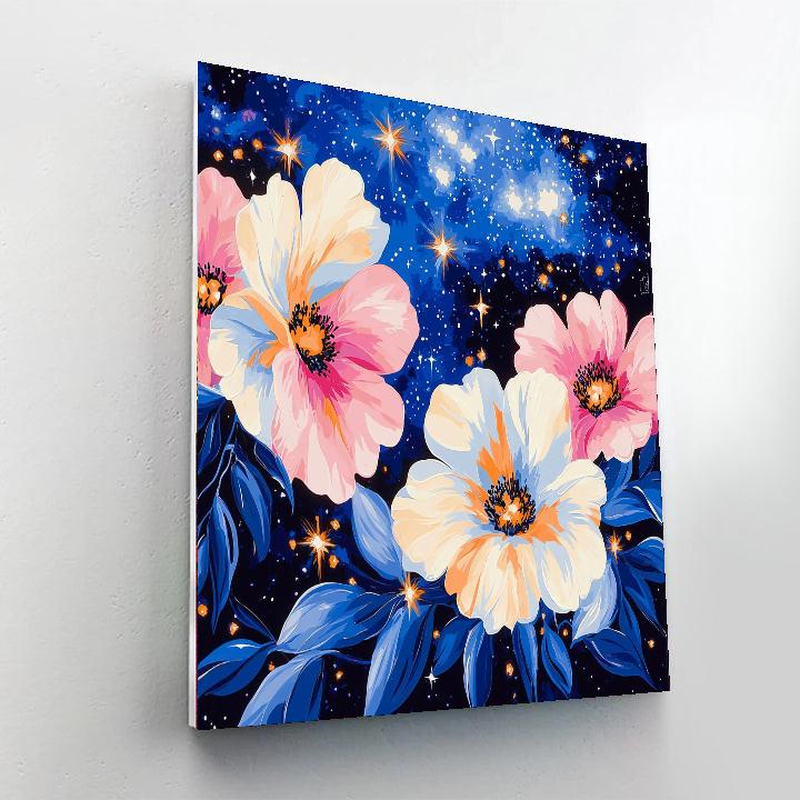 Georgia O'Keeffe Inspired Celestial Garden Wonders  Number Painting