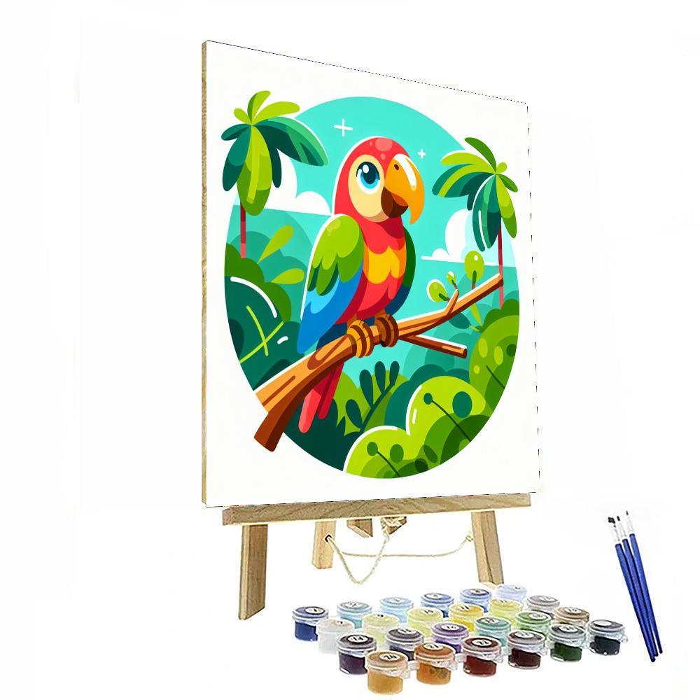 Jovial Parrot Perch Number Painting