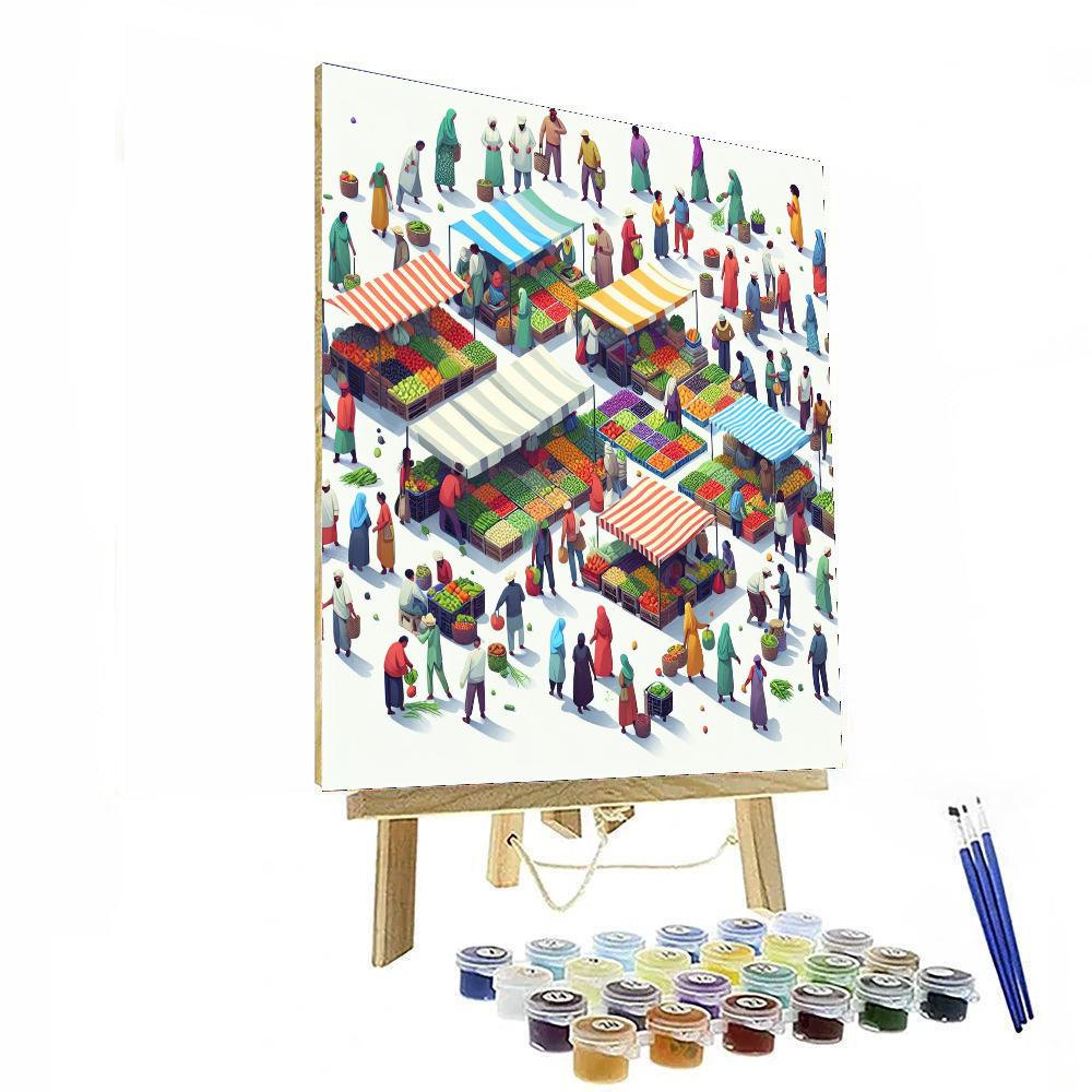 Cheerful Village Market Numbered Painting Kits