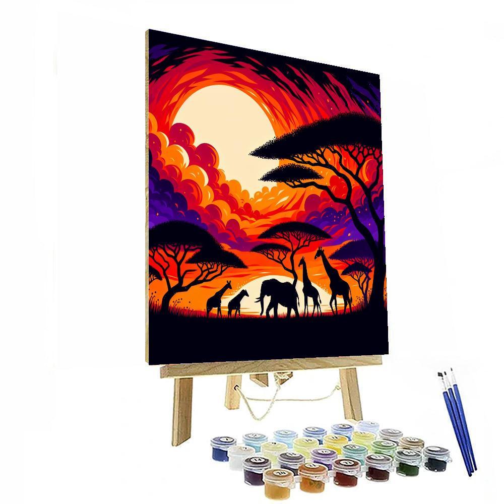 Silhouetted Safari Adventure Number Painting