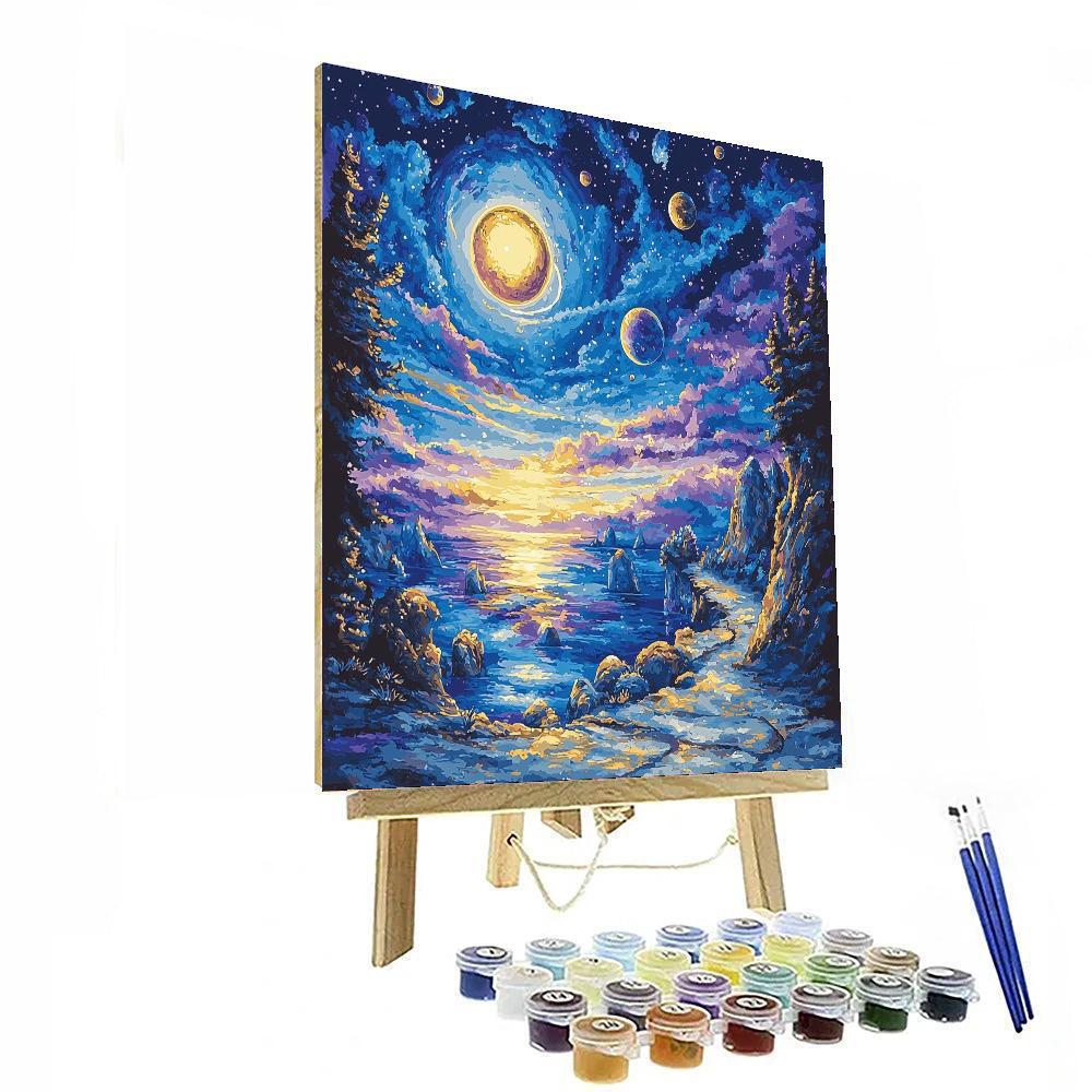 René Magritte Inspired Stellar Horizons  Painting Number Kit