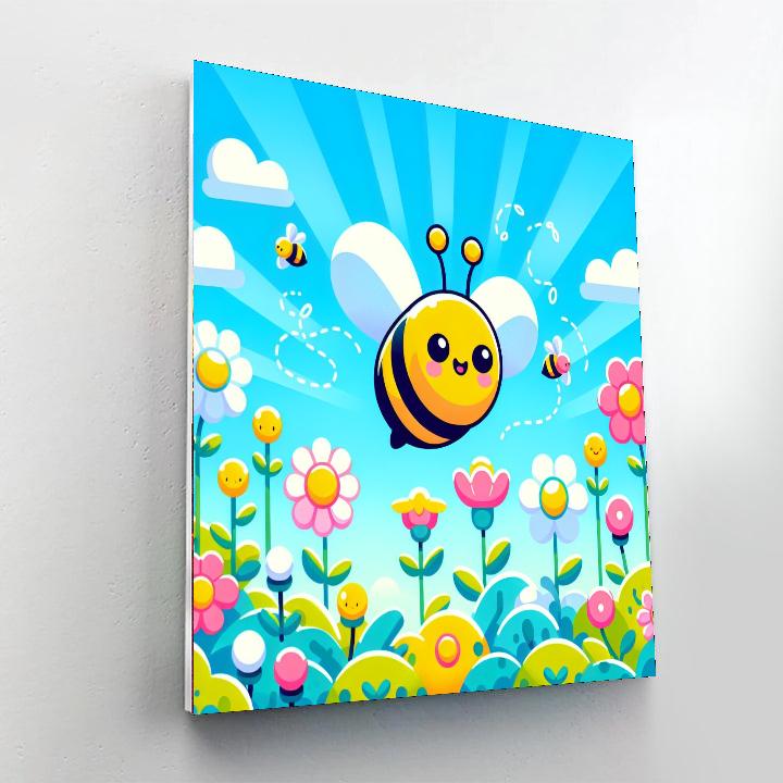Diligent Bee's Garden Number Painting