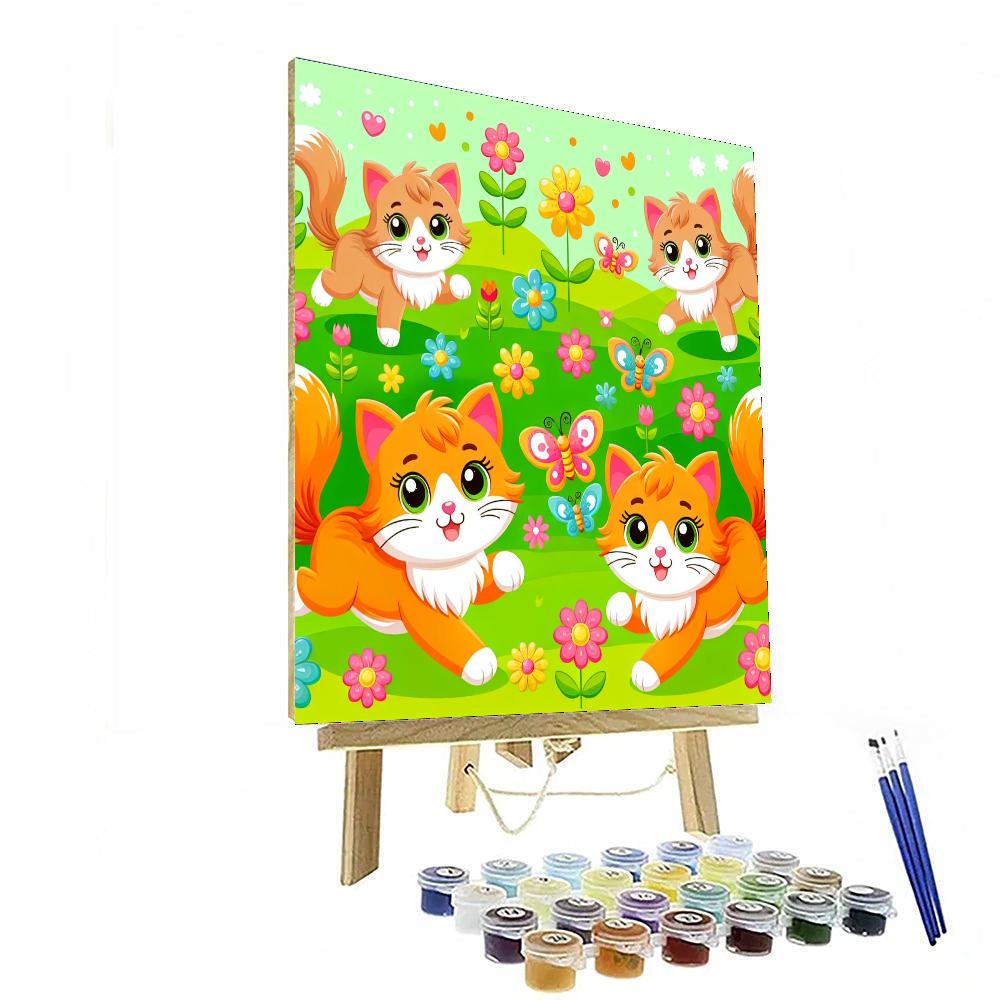 Cute Kittens In The Garden Paint By Numbers Art