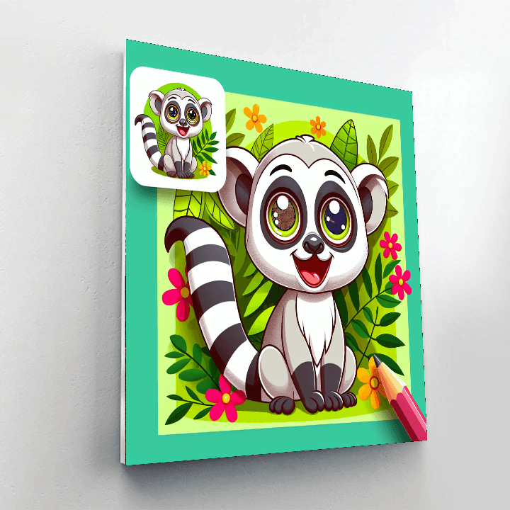 Playful Lemur Number Painting