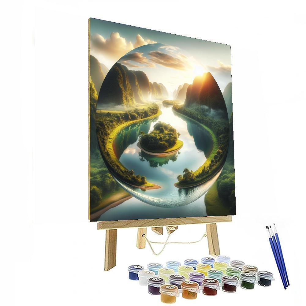Calm Riverbend Reflection Painting By Numbers Kit