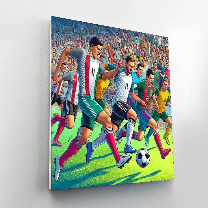 Energetic Soccer Match Numbered Painting Kits
