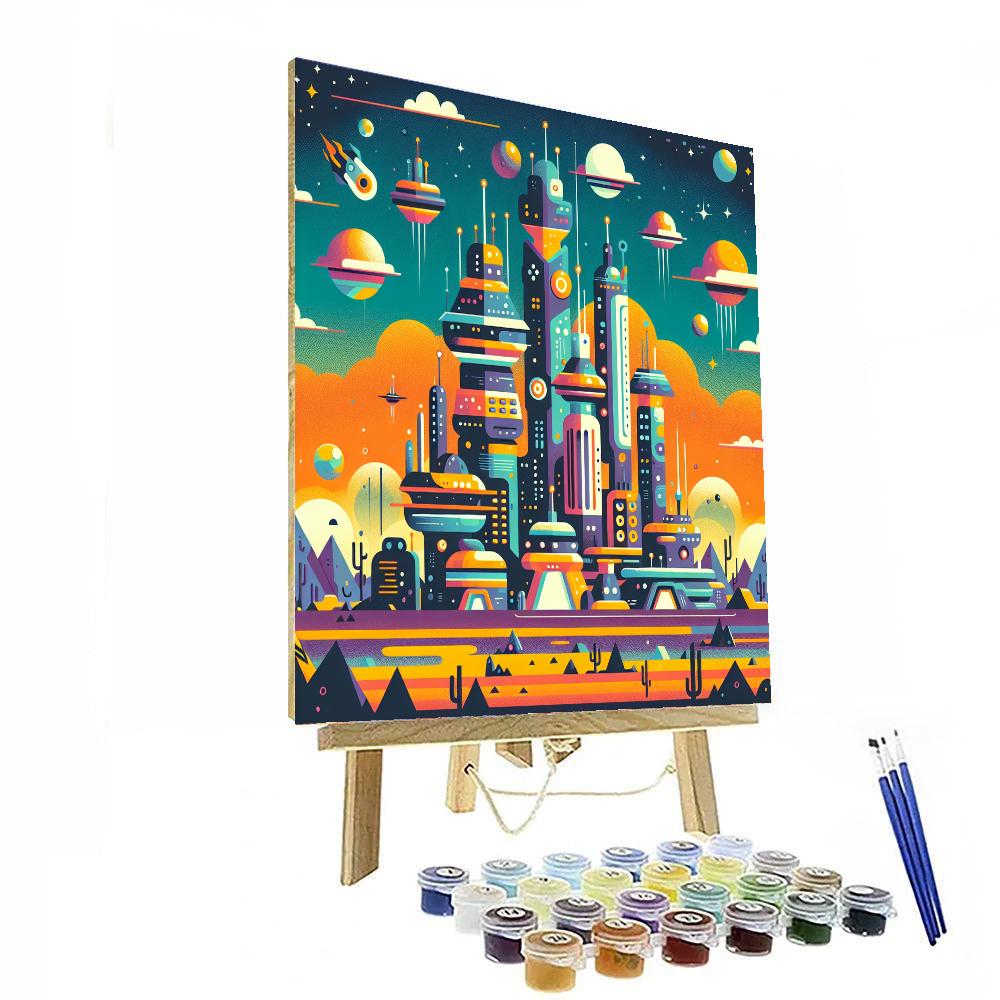 Friendly Space Colony Painting By Numbers Kit