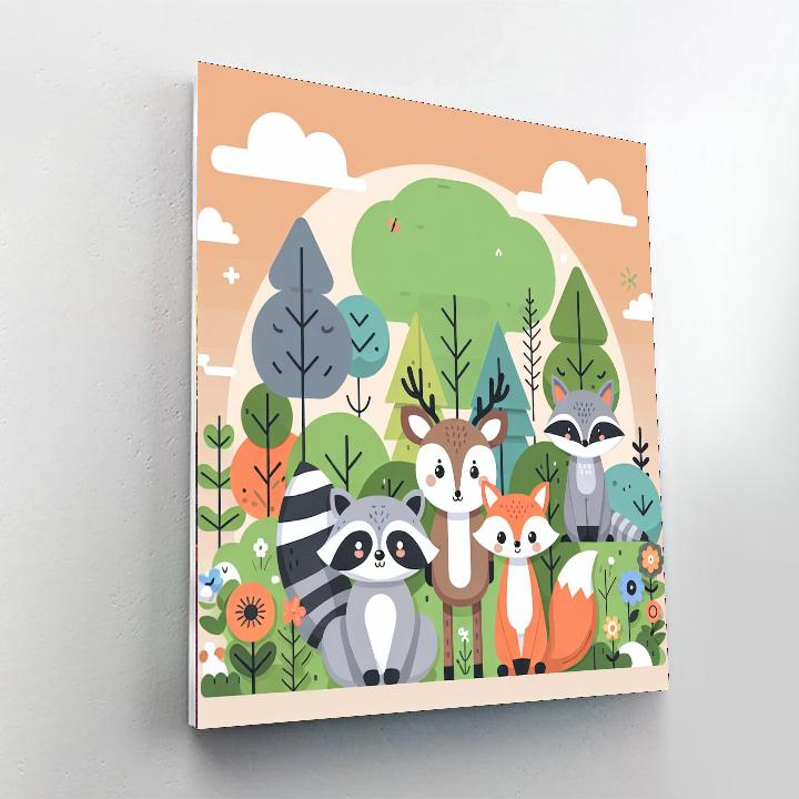 Playful Pals Of The Forest Paint By Numbers Art