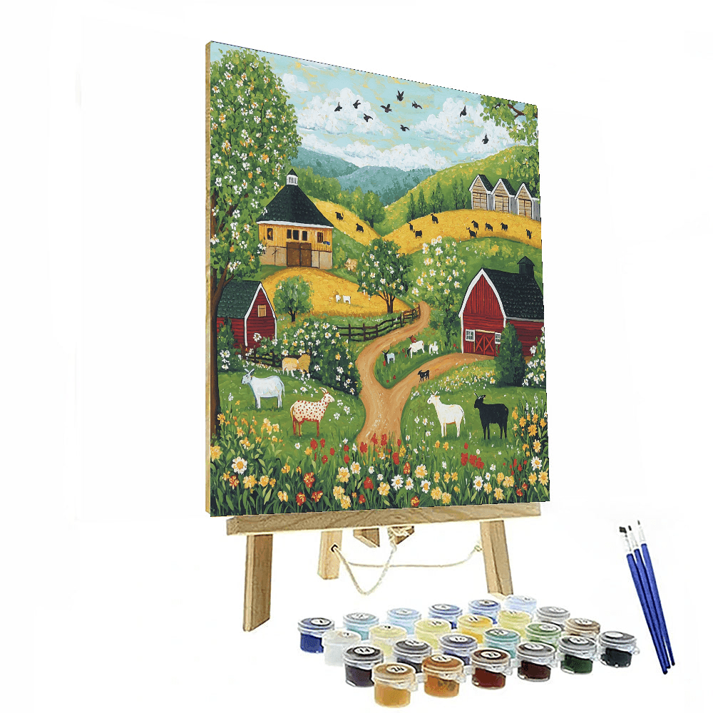 Grandma Moses Inspired Rustic Farmyard Delight  Paint By Color