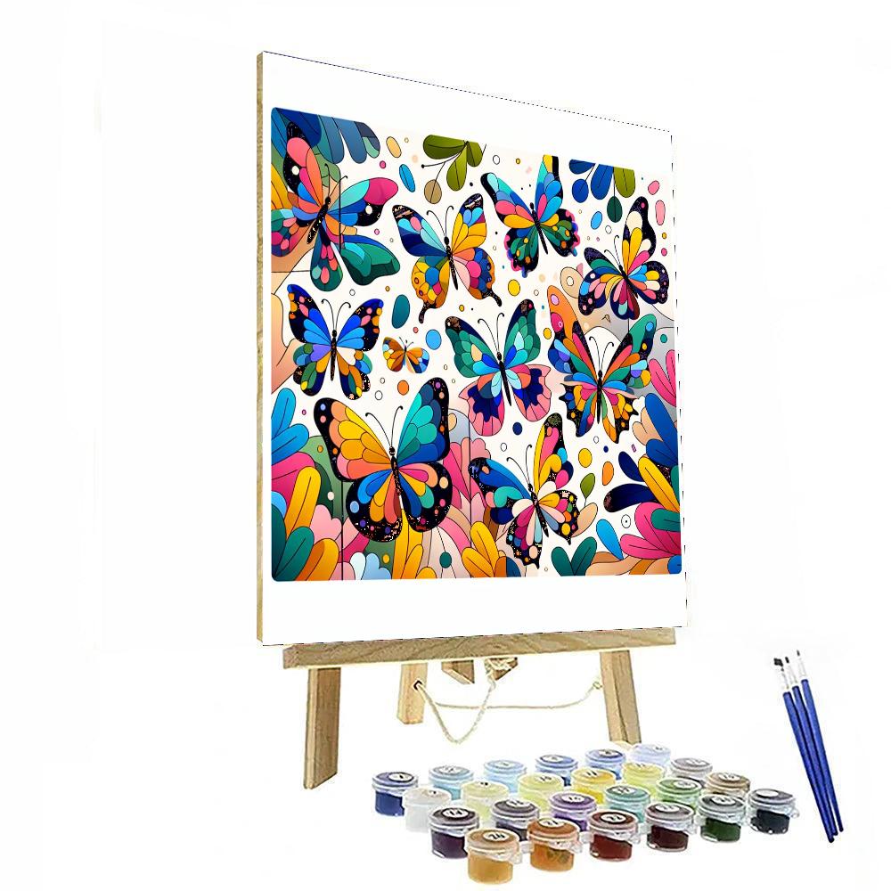 Colorful Butterfly Kaleidoscope Paint By Color