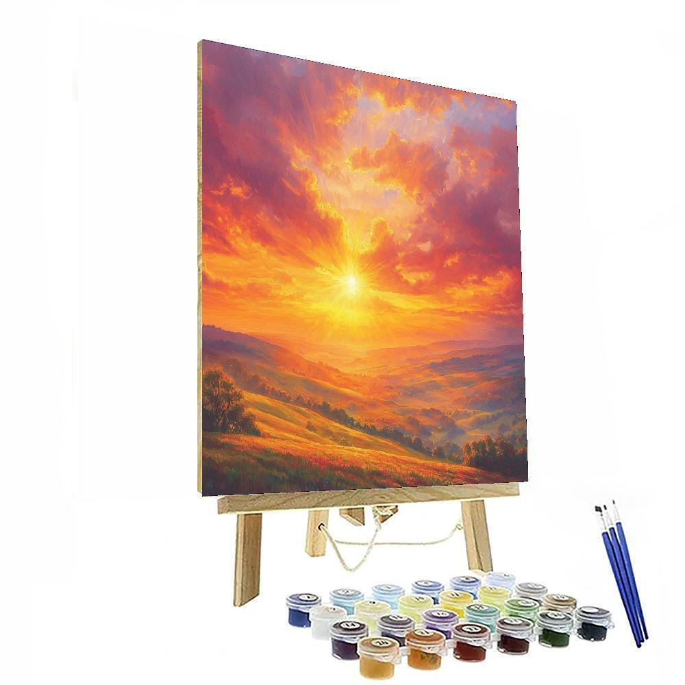J.M.W. Turner Inspired Sunrise On The Horizon  Paint By Numbers