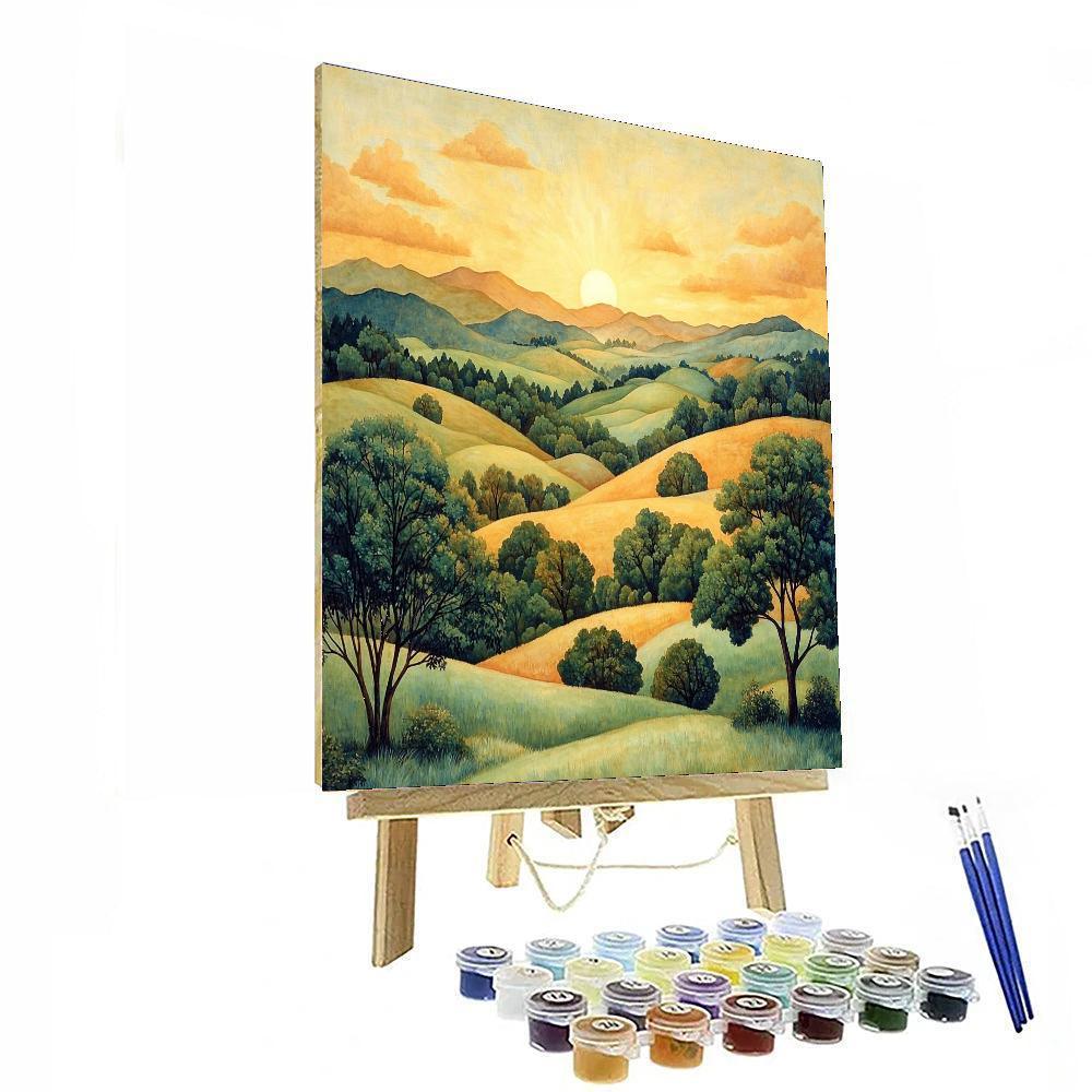 Hiroshige Inspired Mystic Sunrise Over The Hills  Painting Number Kit