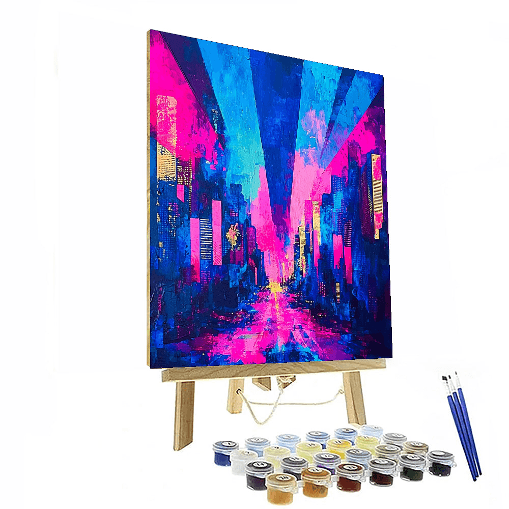 Roy Lichtenstein Inspired Futuristic City Lights - DIY Painting By Numbers Kit