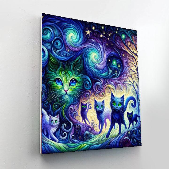 Enchanting Feline Odyssey Numbered Painting Kits