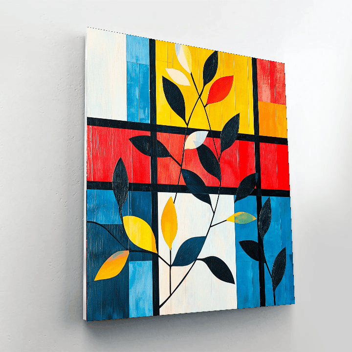 Piet Mondrian Inspired Vivid Patterns Of Nature  Numbered Painting Kits