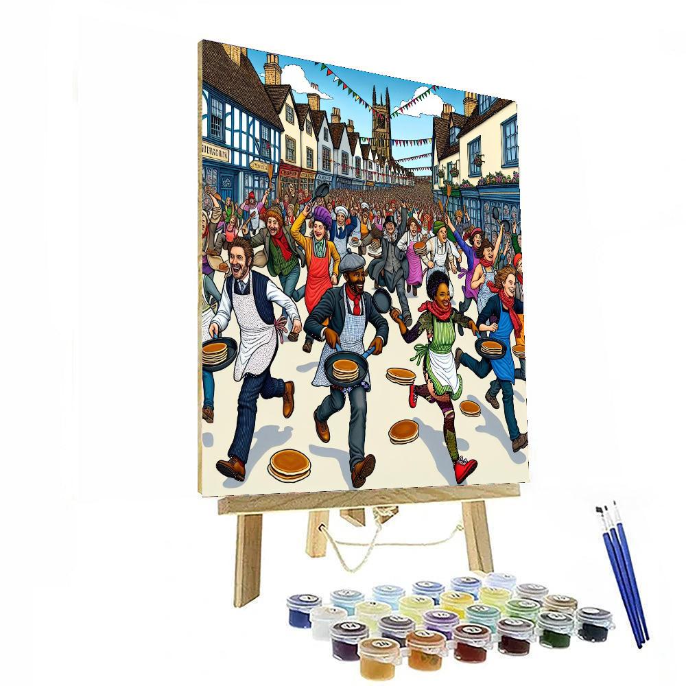 Pancake Day Races - Olney, England Number Painting