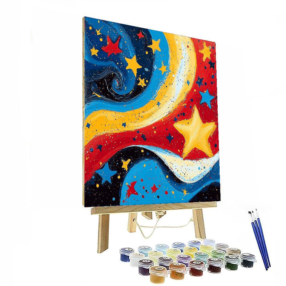 Joan Miró Inspired Whimsical Starscape  Paint By Color