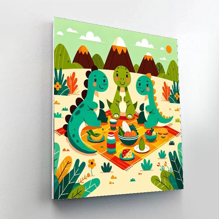 Dino Friends Picnic Paint By Numbers Art