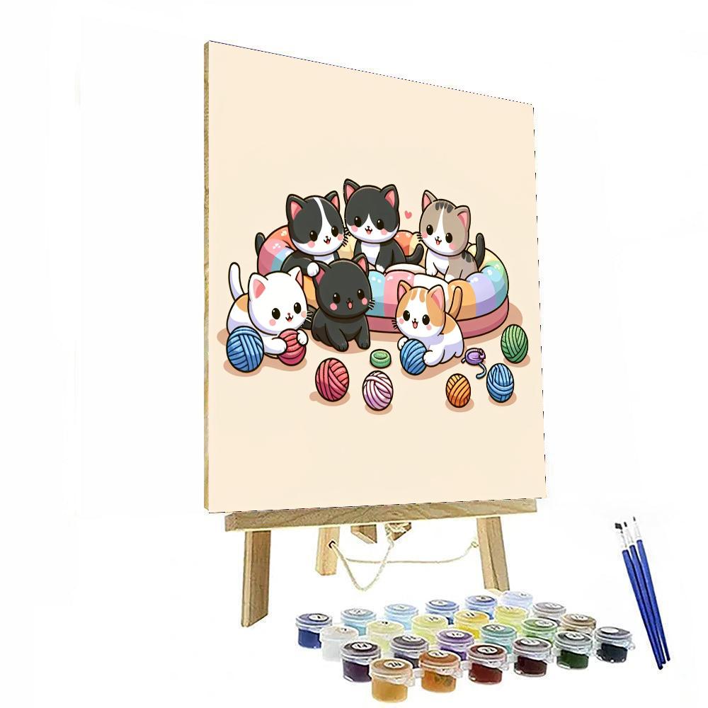 Cute Kittens Playing Number Painting