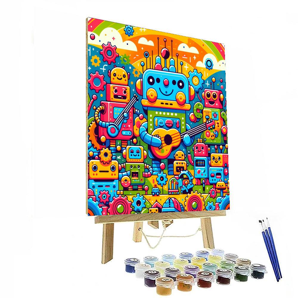 Whimsical World Of Robots Painting By Numbers Kit
