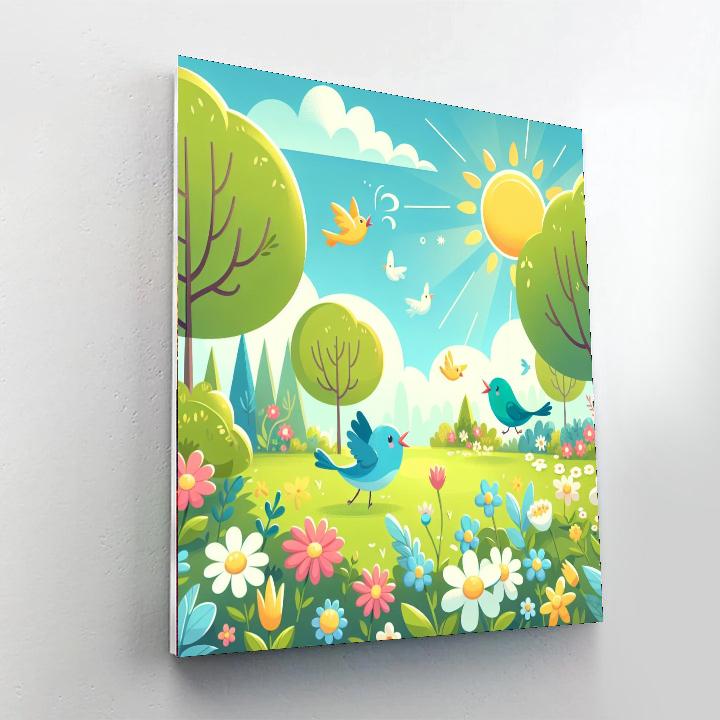 Chirpy Spring Garden Paint By Numbers Art
