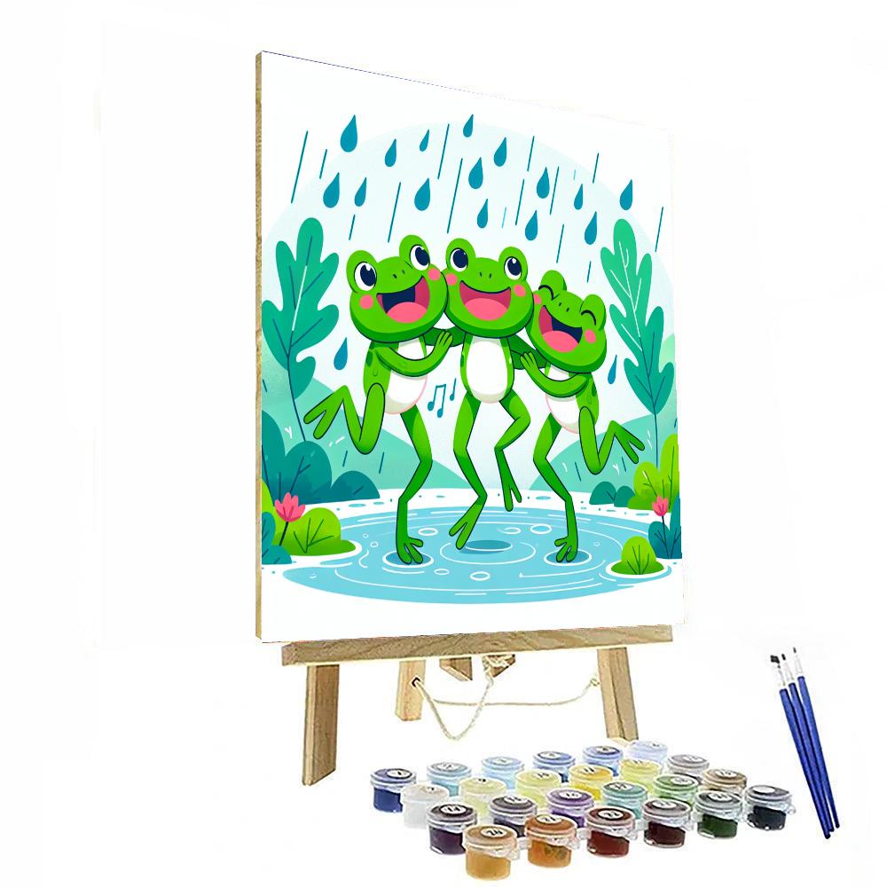Frogs' Happy Dance In The Rain Paint By Numbers Kits