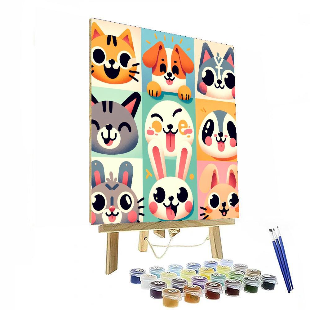 Funny Animal Faces Number Painting
