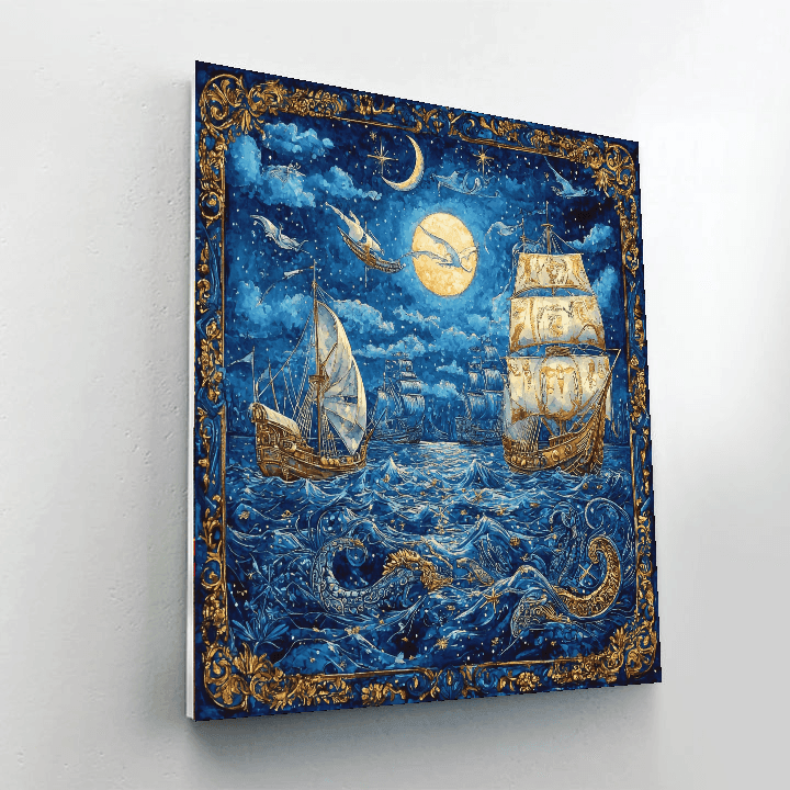 Classical Fresco Style Inspired Inspired Ancient Mythic Sea Voyage  Paint By Number