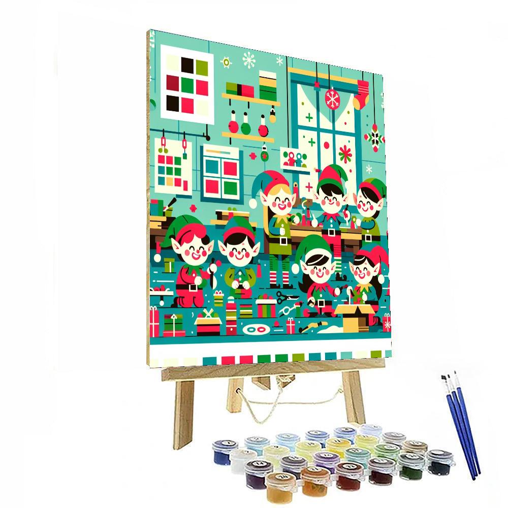 Christmas Elf Workshop Number Painting