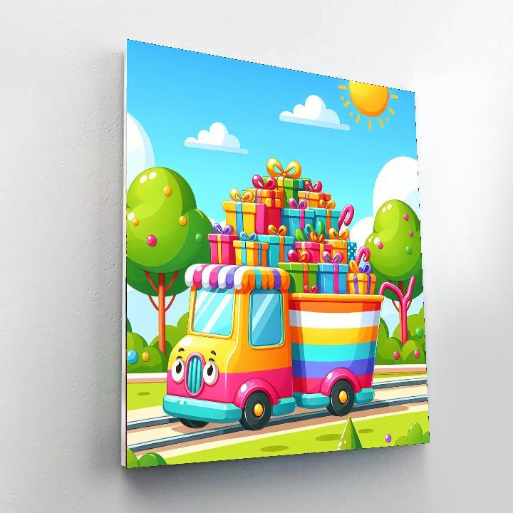 Colorful Trolley Paint By Numbers Art