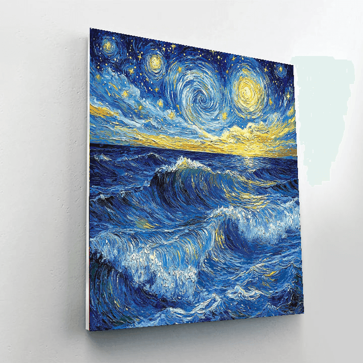 Vincent Van Gogh Inspired Starry Ocean Waves  Paint By Numbers Art