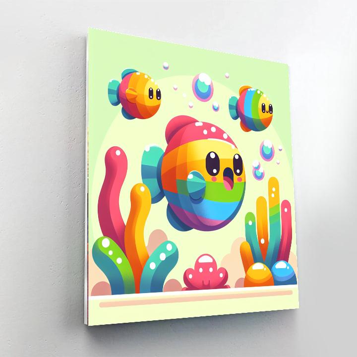 Rainbow Fish Lagoon Paint By Numbers Art