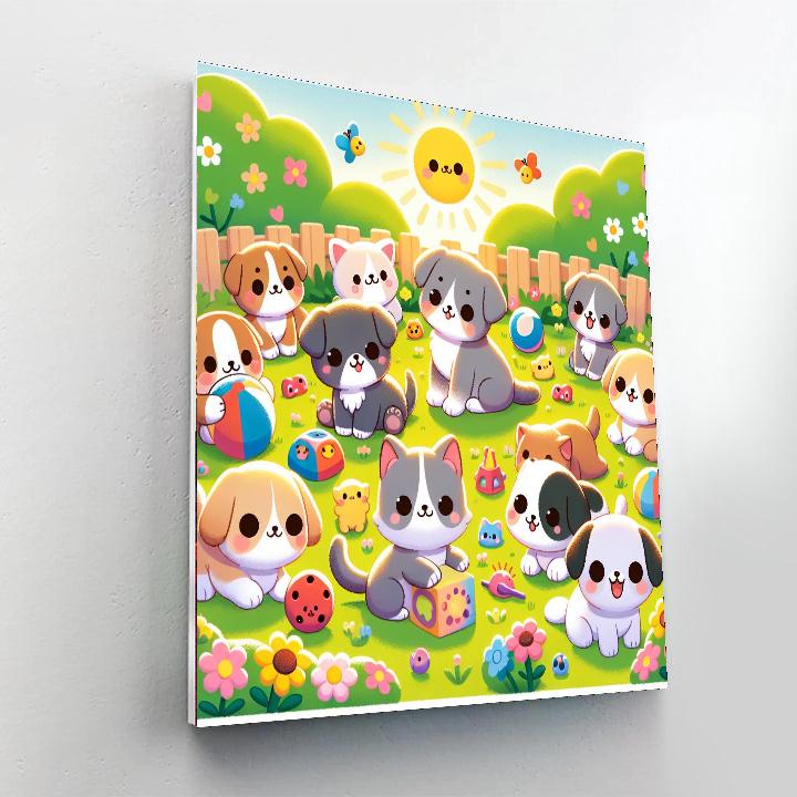 Cute Kittens And Pups Number Painting