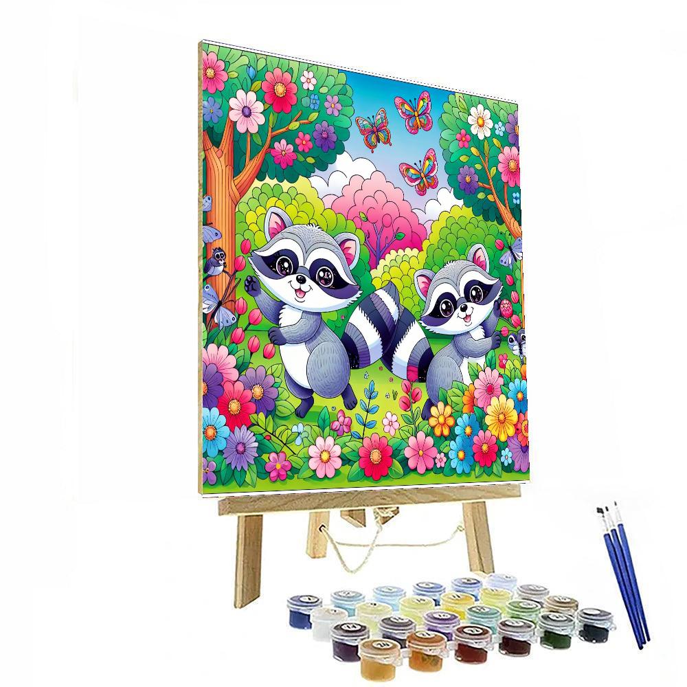 Charming Raccoons Painting Number Kit