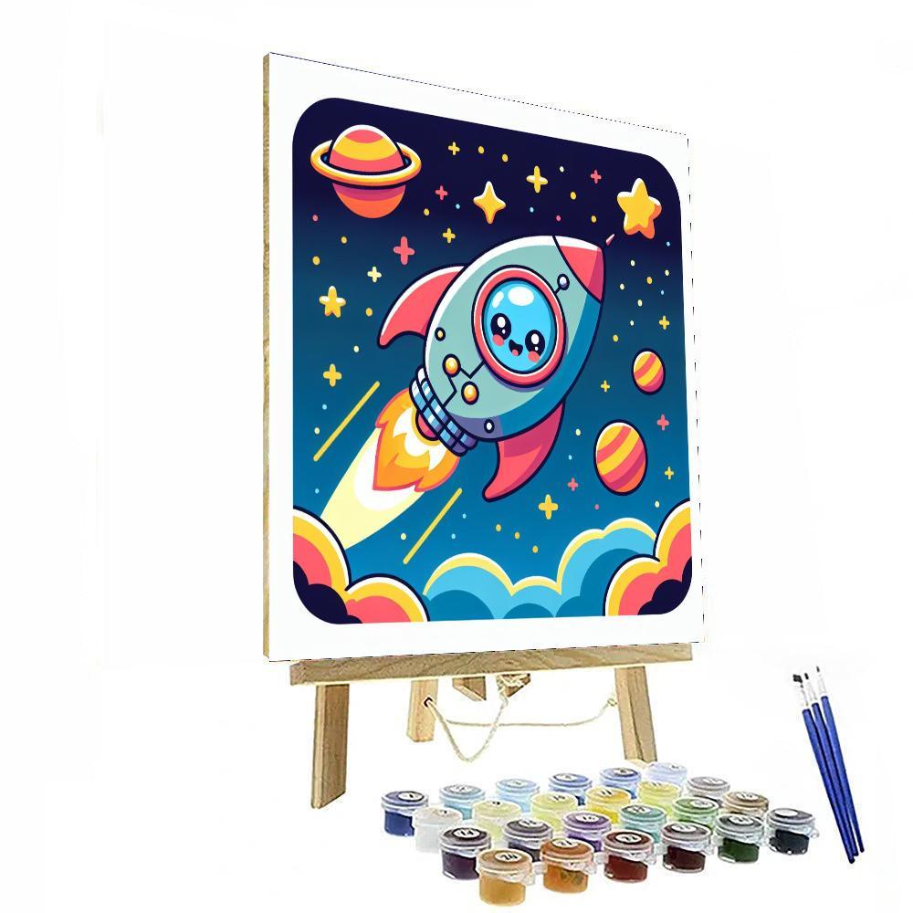 Friendly Spaceship Paint By Numbers Art