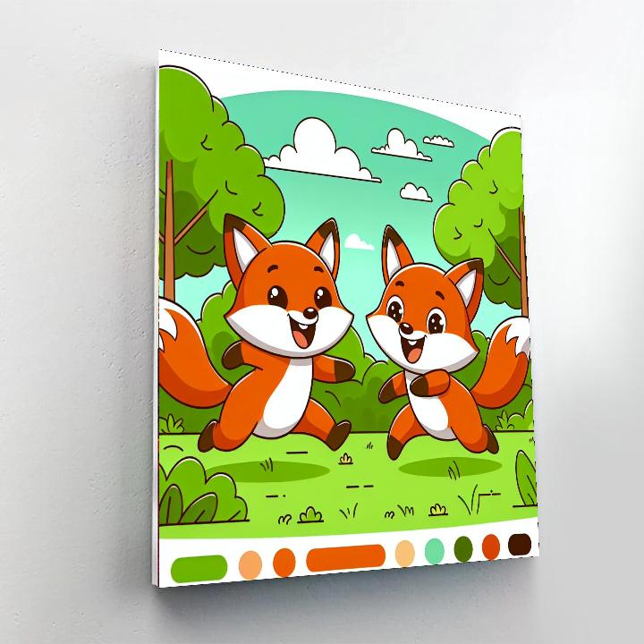 Forest Foxes Paint By Numbers Art